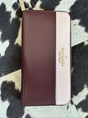 kate spade Two-Tone Zip Wallet - Deep Plum & Blush Pink